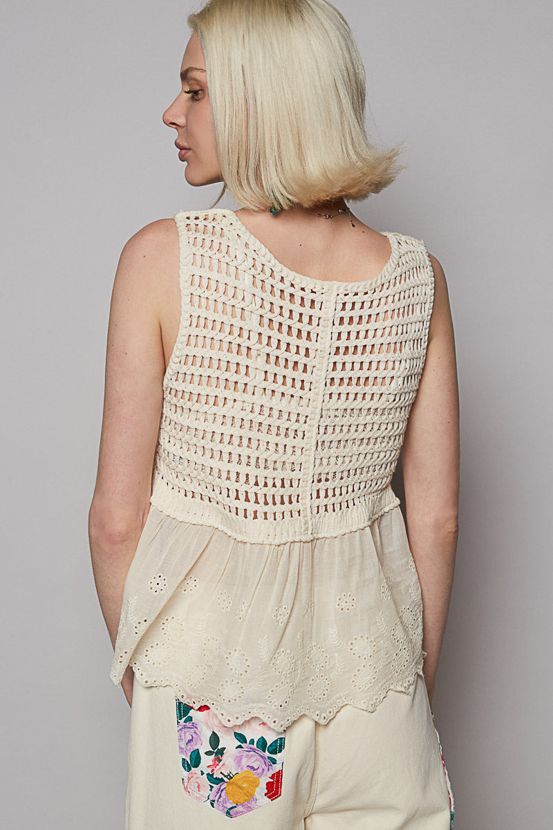 Floral Crochet Flowy Tank