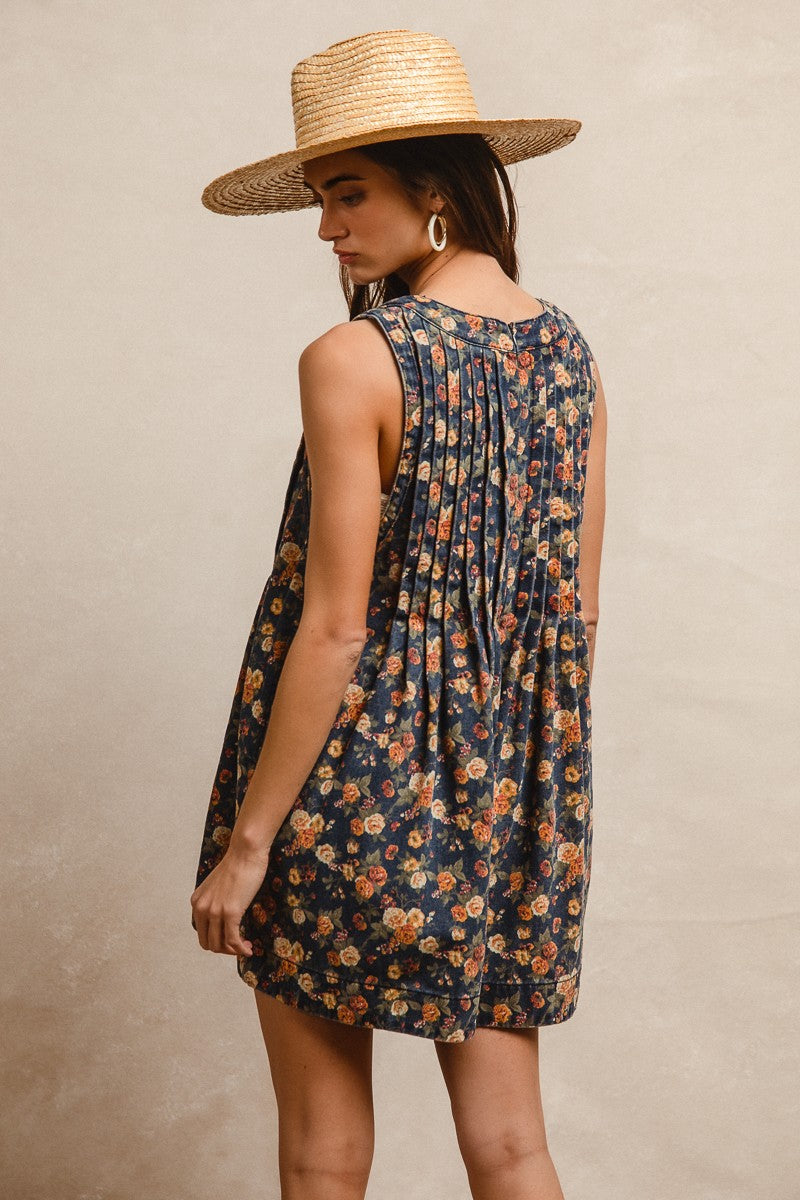 Floral Denim Romper