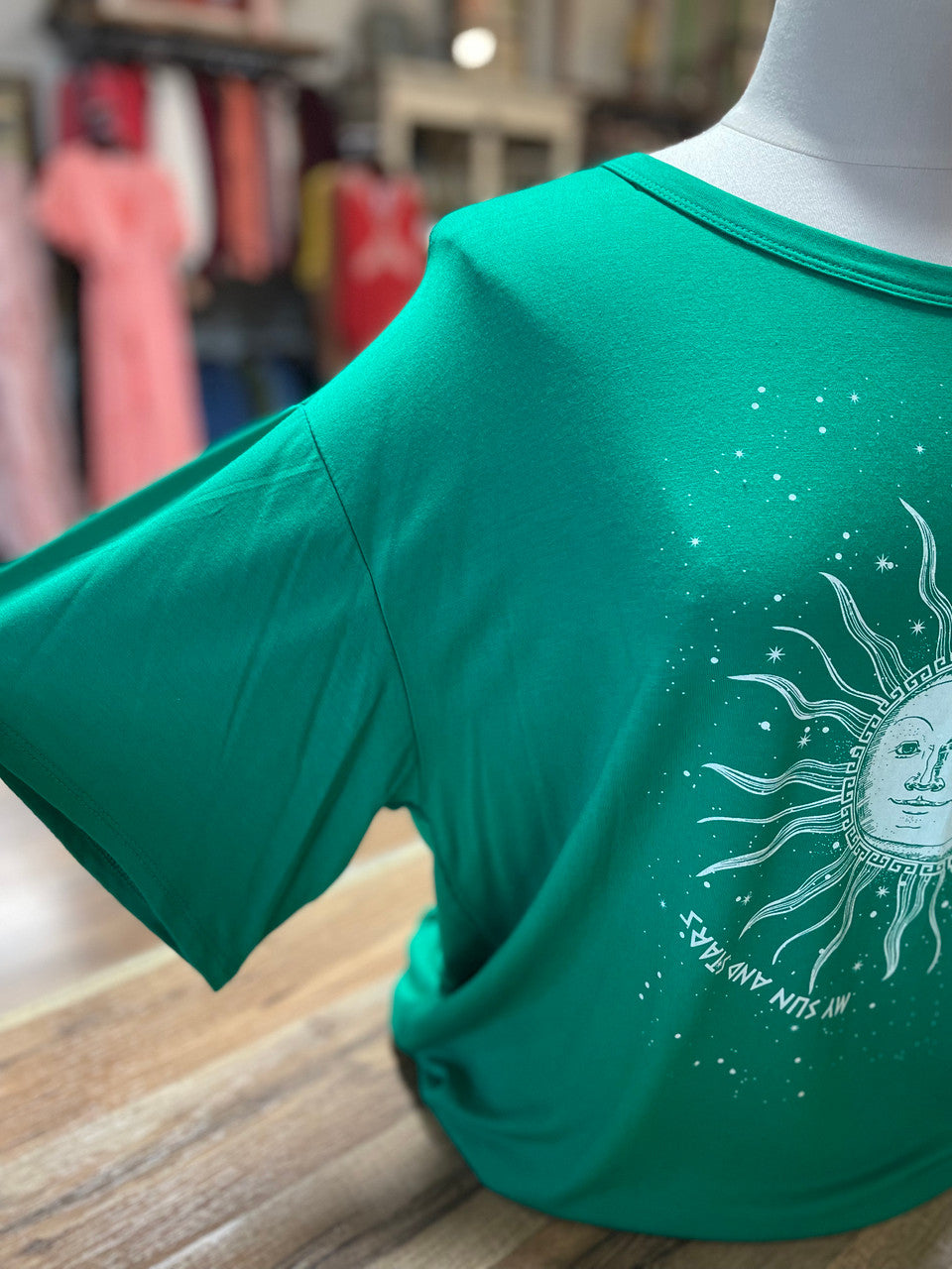 Green Sun & Moon Graphic Tee