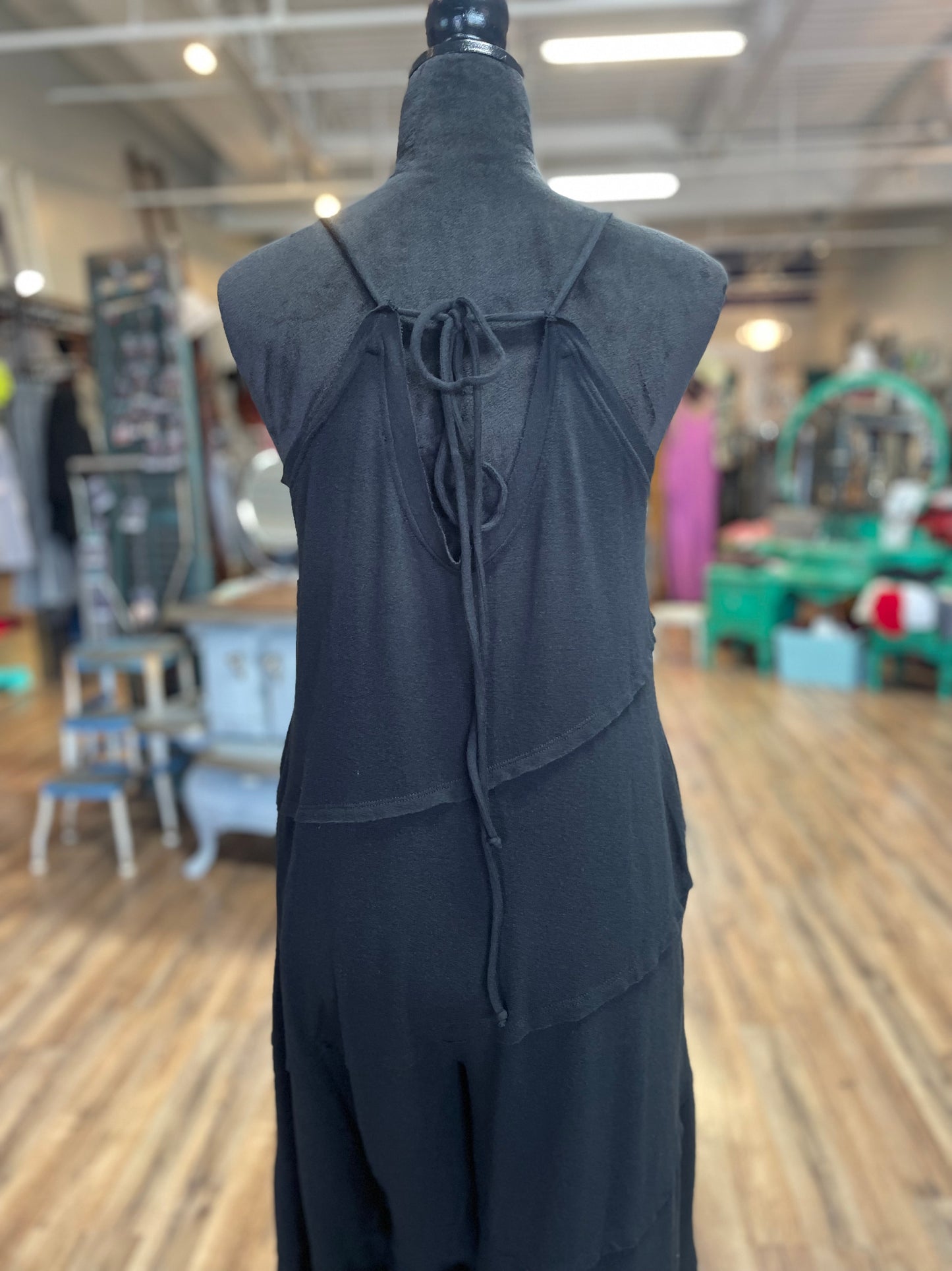 Black Raw Edge Jumpsuit