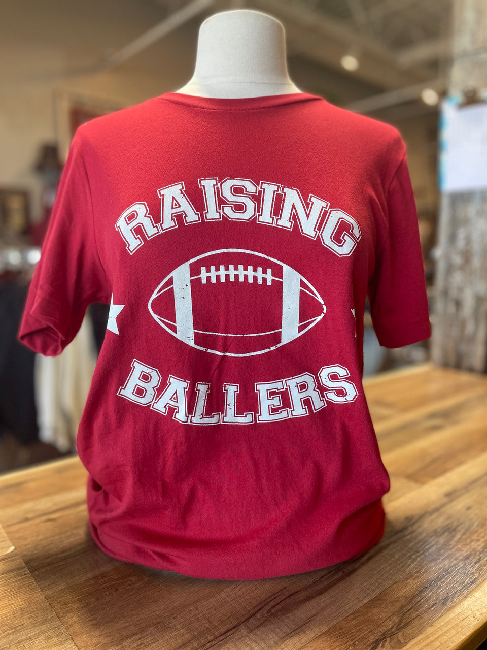 Red Football Raising Ballers Graphic Tee