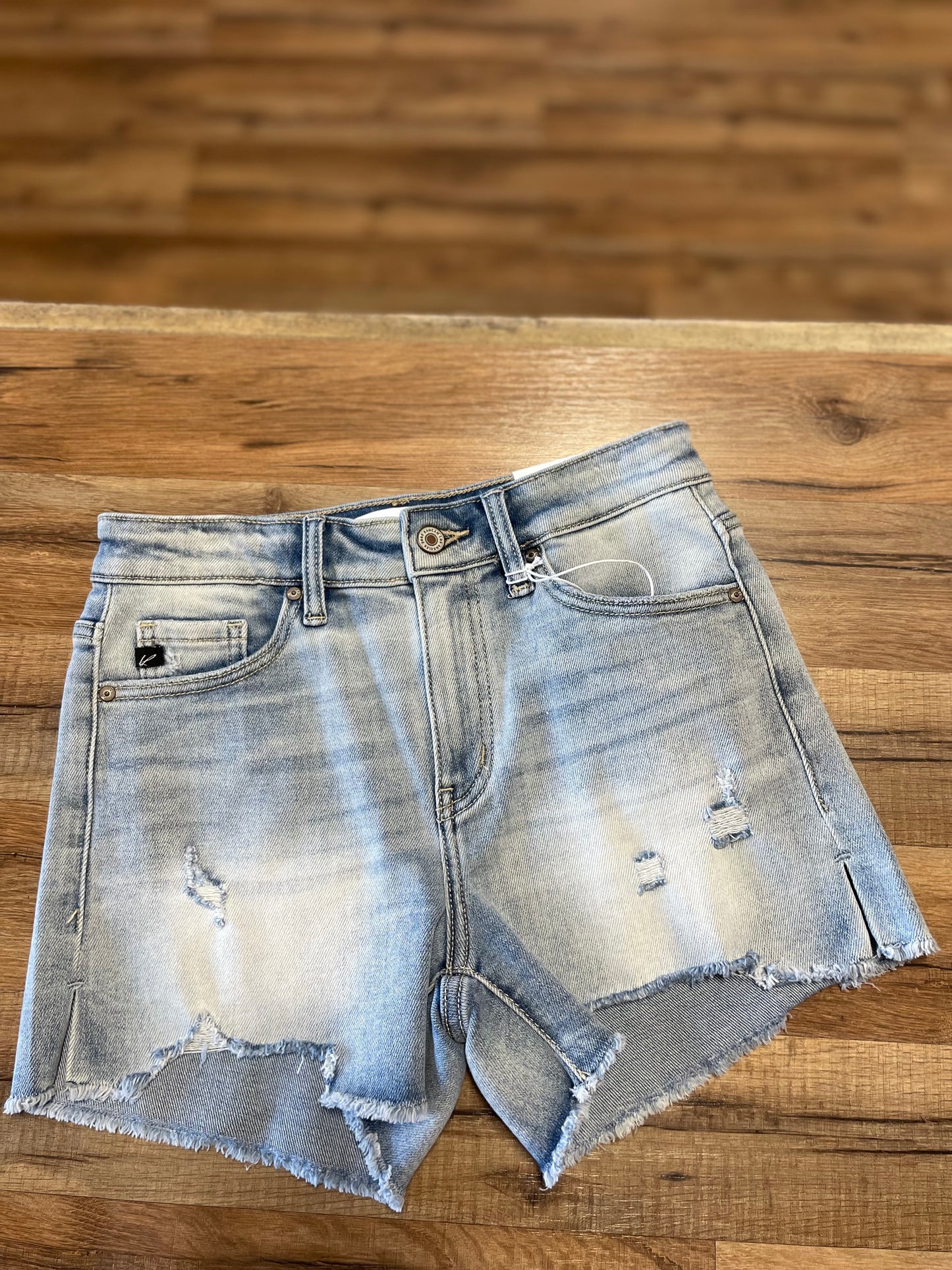Kancan High Rise Open Front Seam Shorts