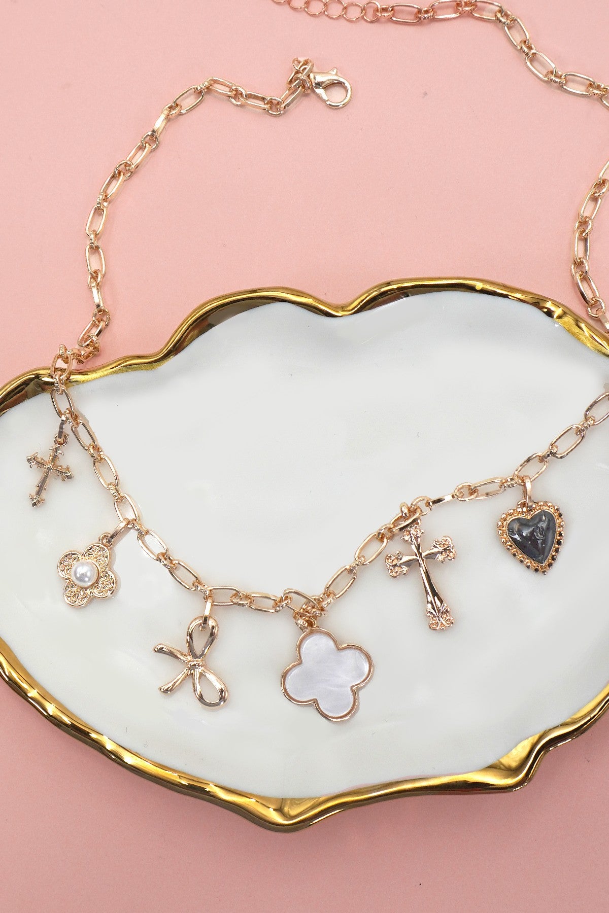 Josslyn Clover Bow Cross Necklace