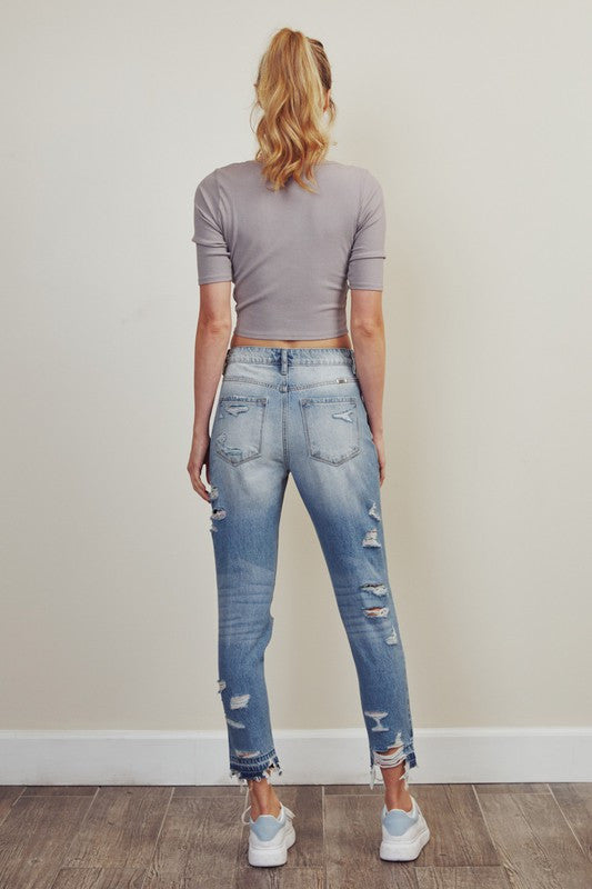 KC Distressed with Rainbow Threads Jeans