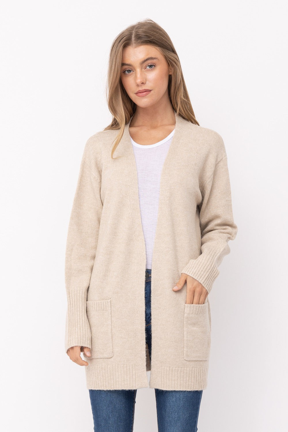Open Front Mossy Cardigan