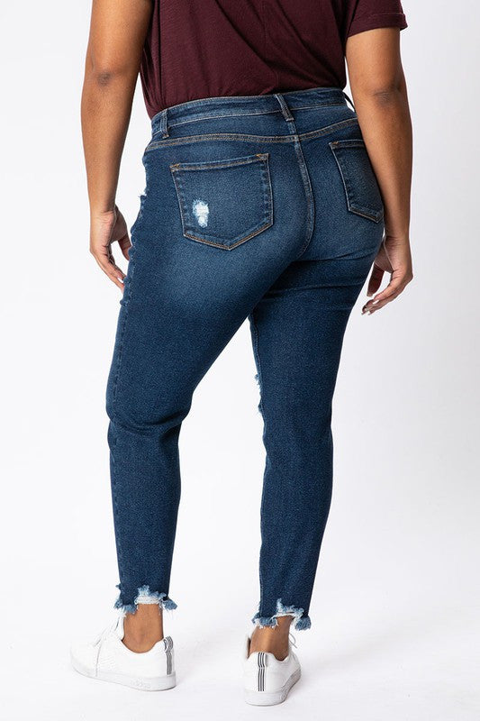 Lightly Distressed Dark Plus Size Jeans