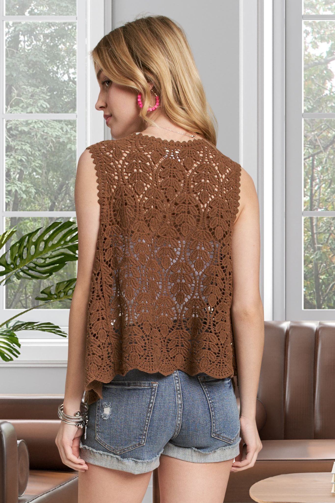 Mocha Crochet Vest