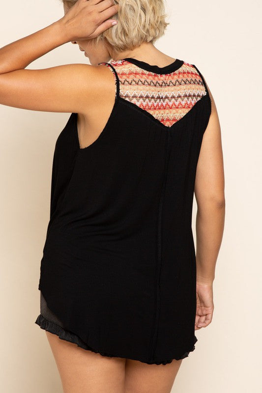 Plus Size Black Sleeveless Knit Top