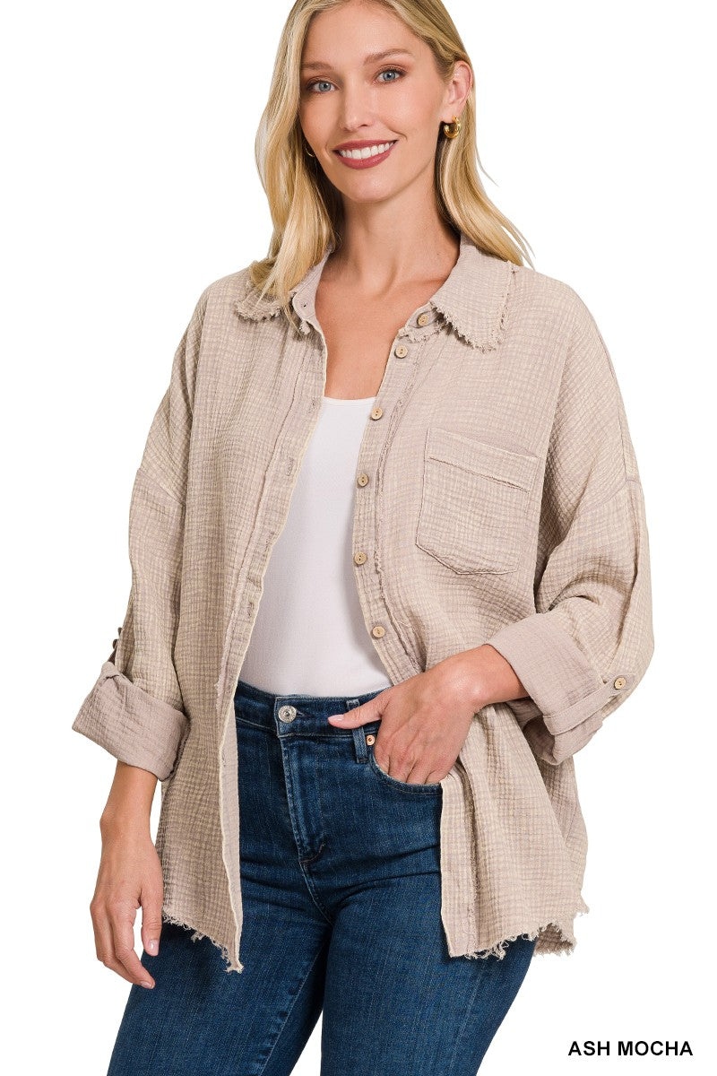 Beige Button Down Shirt