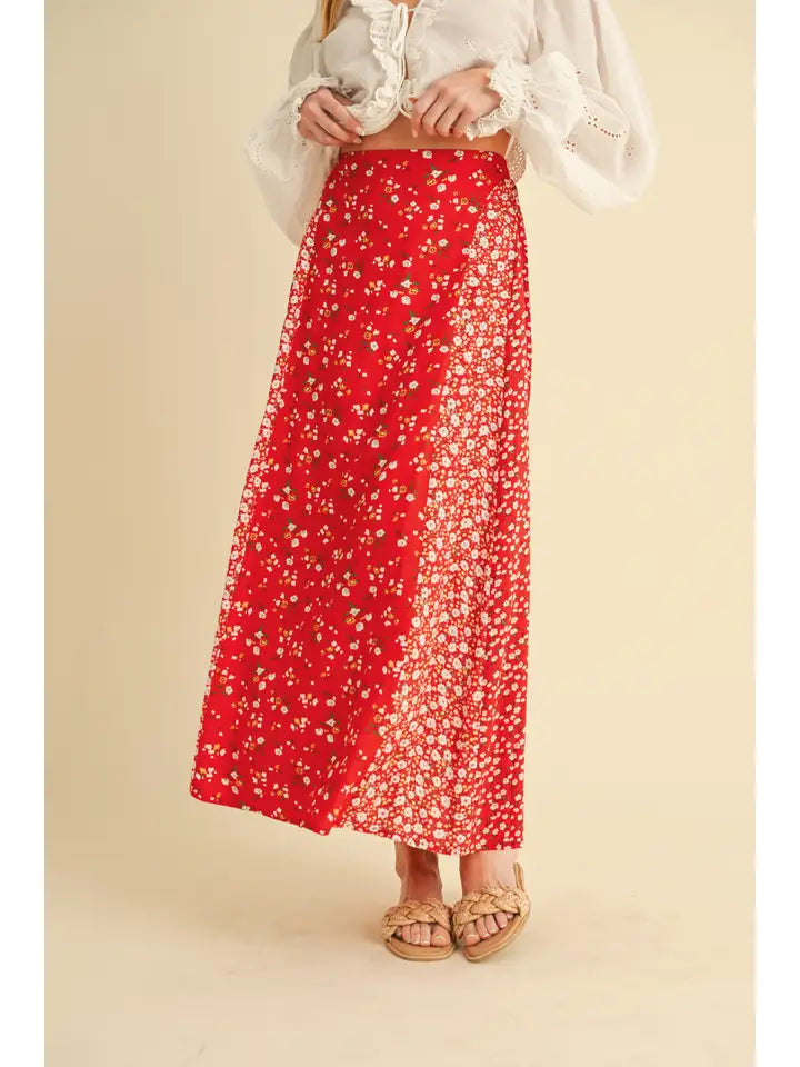 Red Floral Skirt