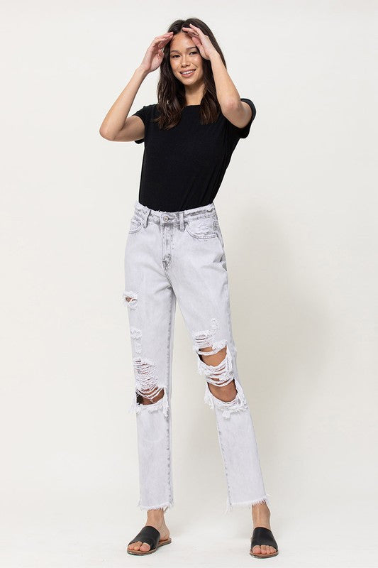 Distressed Rigid Mom Jeans