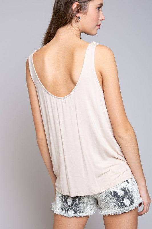 Almond Plunge Twist Top