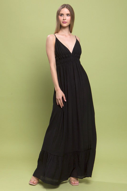 Black Woven Maxi Dress