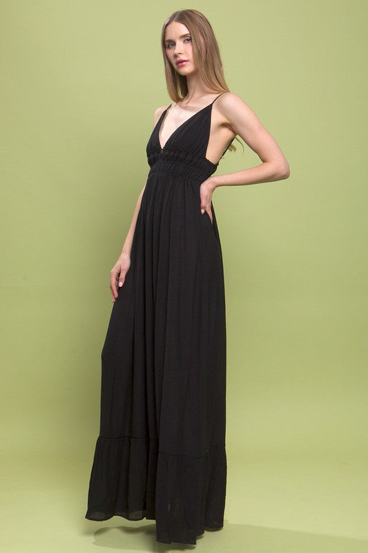 Black Woven Maxi Dress