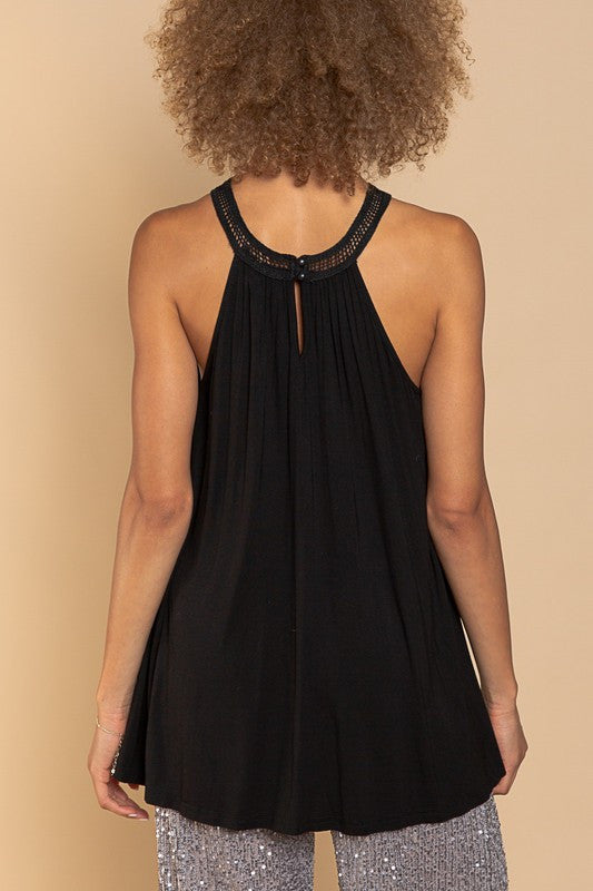 Black Crochet Babydoll Top