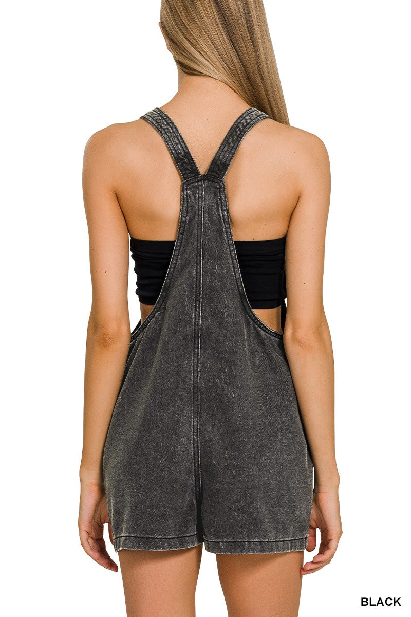 Black Distressed Knot Romper