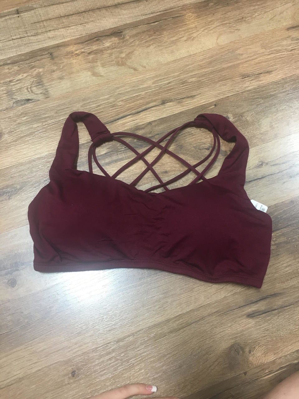 Burgundy Cross Back Padded Bralette