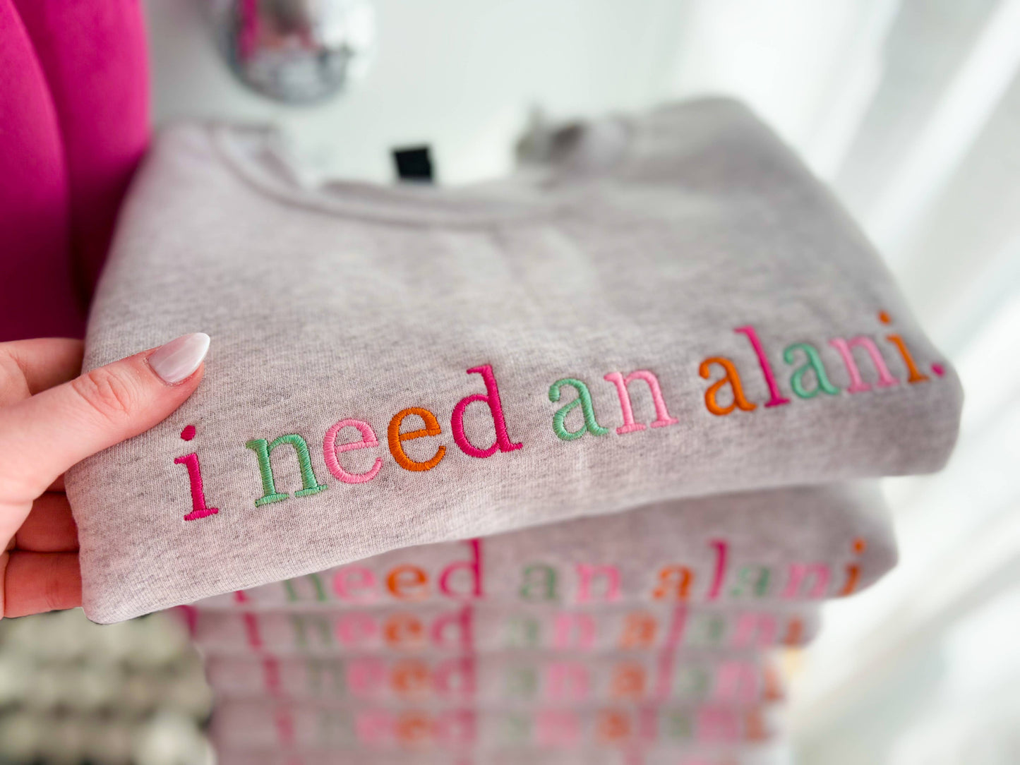 I need an alani Embroidered Crewneck