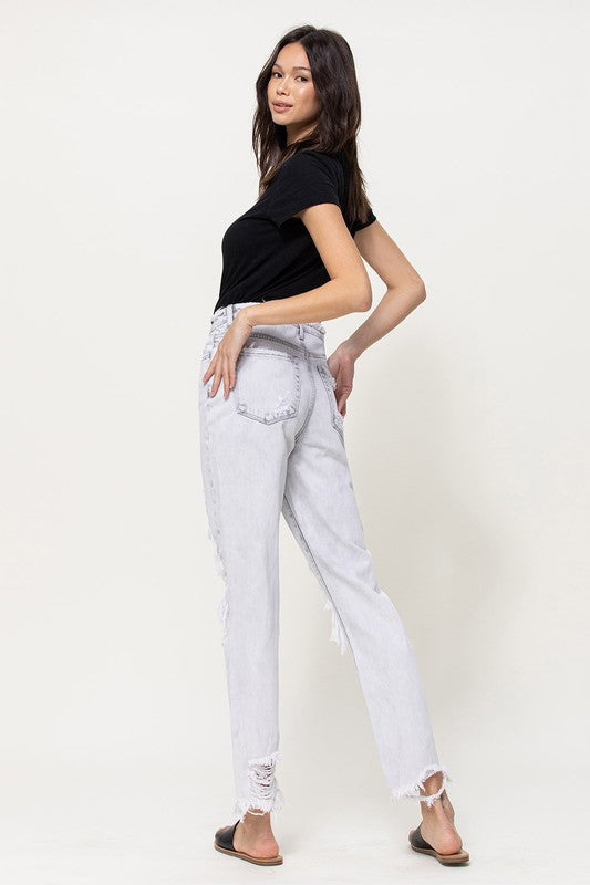 Distressed Rigid Mom Jeans