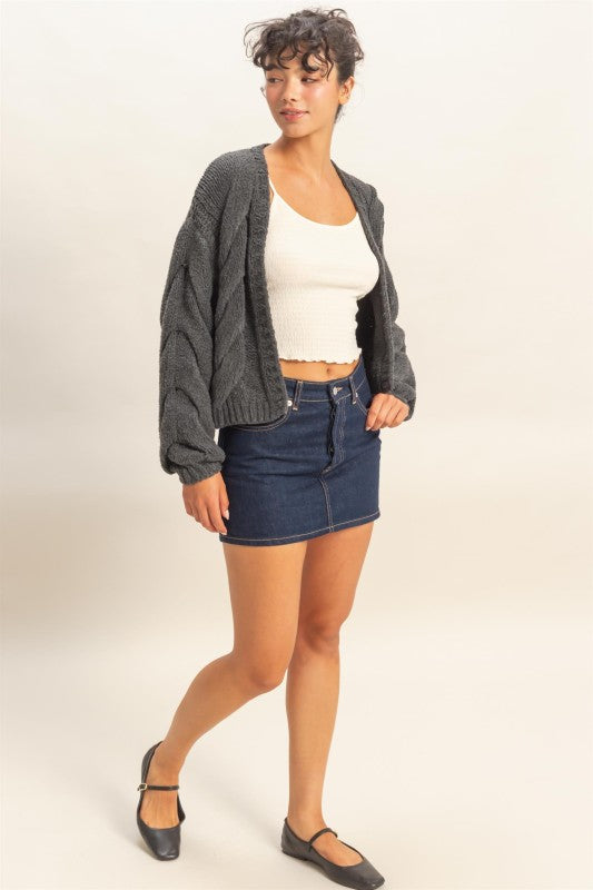 Charcoal Cropped Cardigan