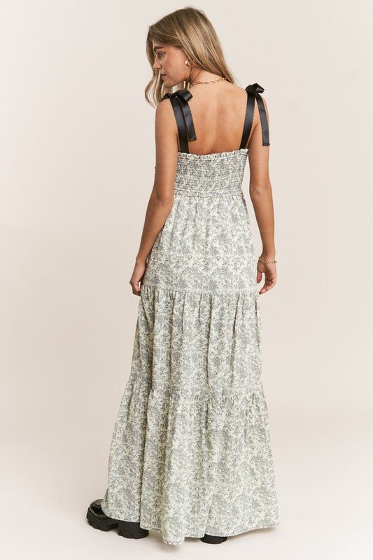 Black Floral Tiered Dress