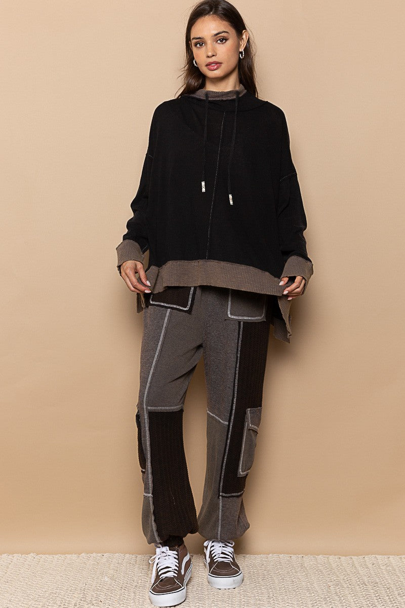Black Mock Neck Hoodie