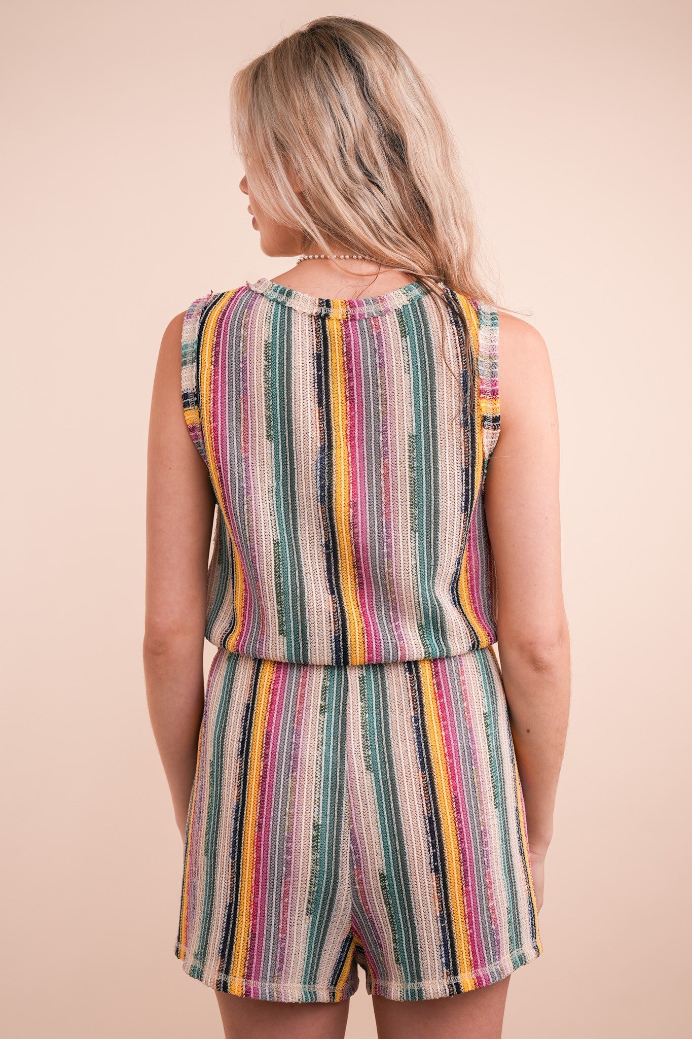 Crochet Multi Color Striped Romper