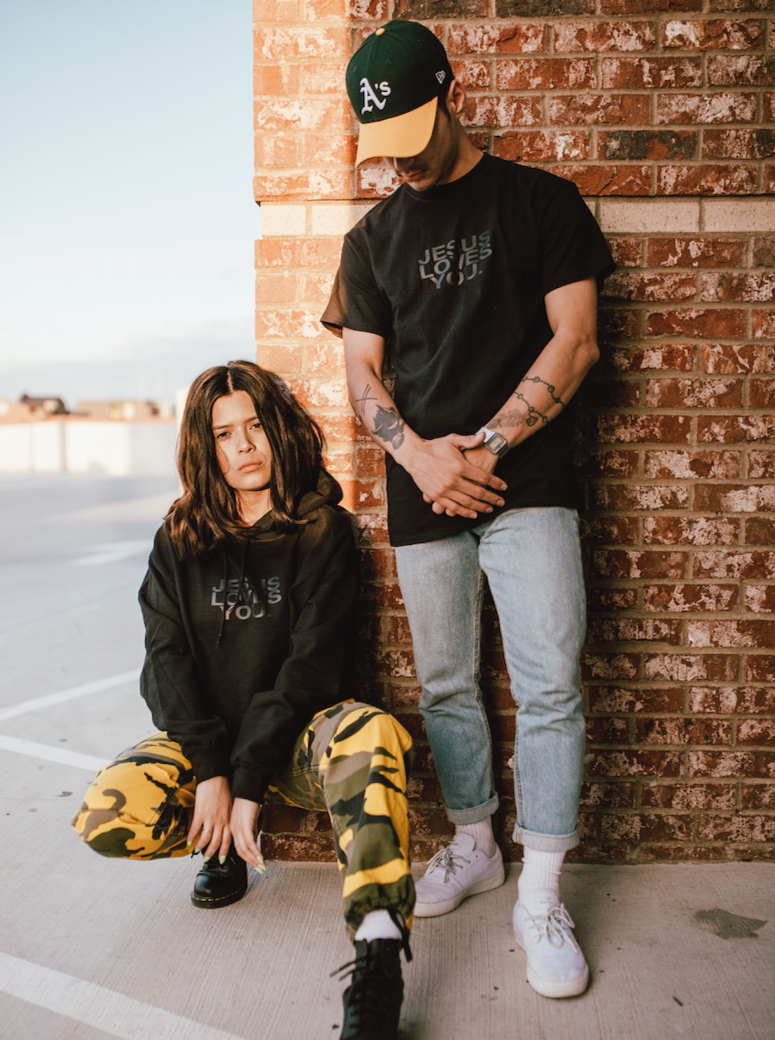 3-D Puff Print Black on Black Logo Hoodie: Medium