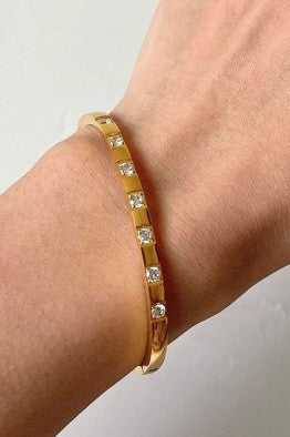 18k Stainless Steel Gold Rhinestone Bangle