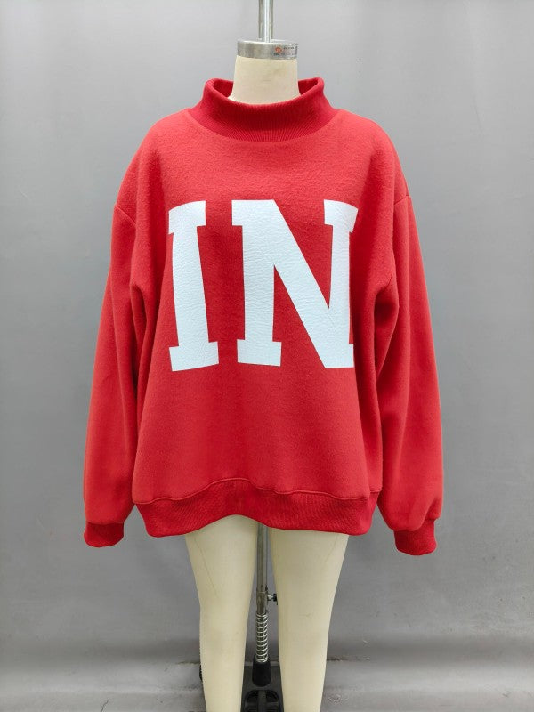 Crimson Indiana Mockneck Reversible Crew