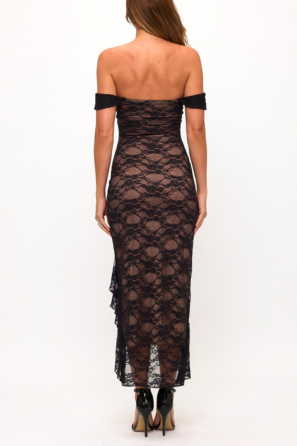 Black Lace Off The Shoulder Dress