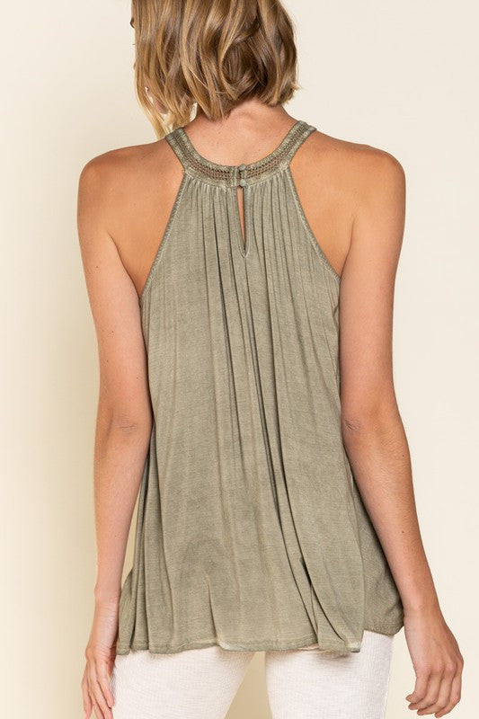 Olive Crochet Babydoll Top