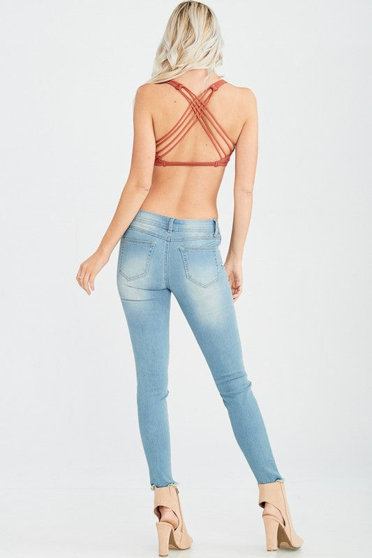 Rust Cross Back Padded Bralette