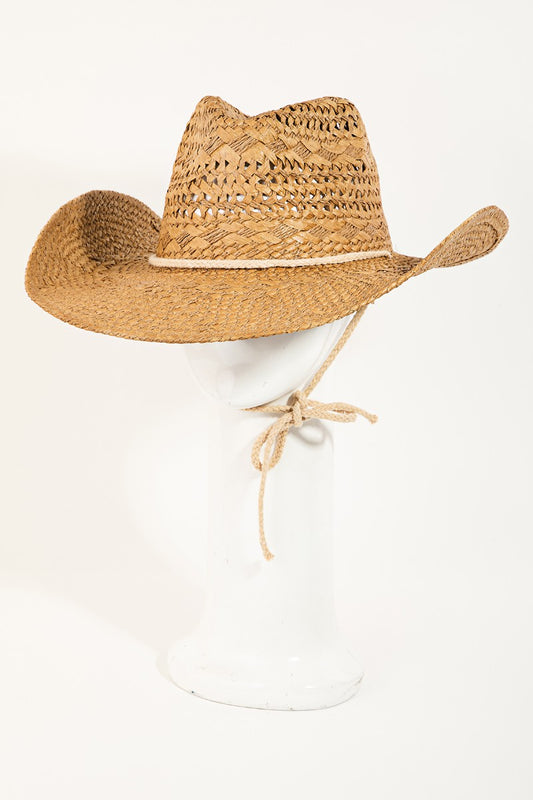 Straw weave cowboy hat
