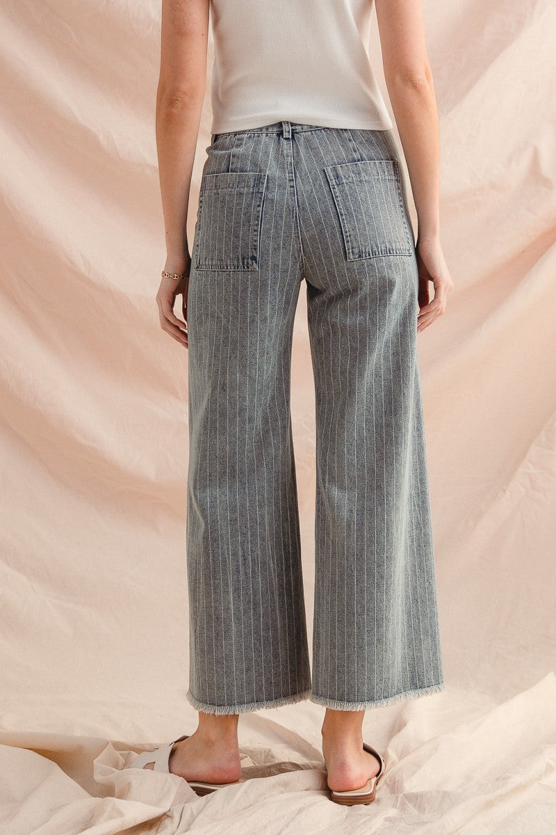 Light Wash Striped Denim Pants