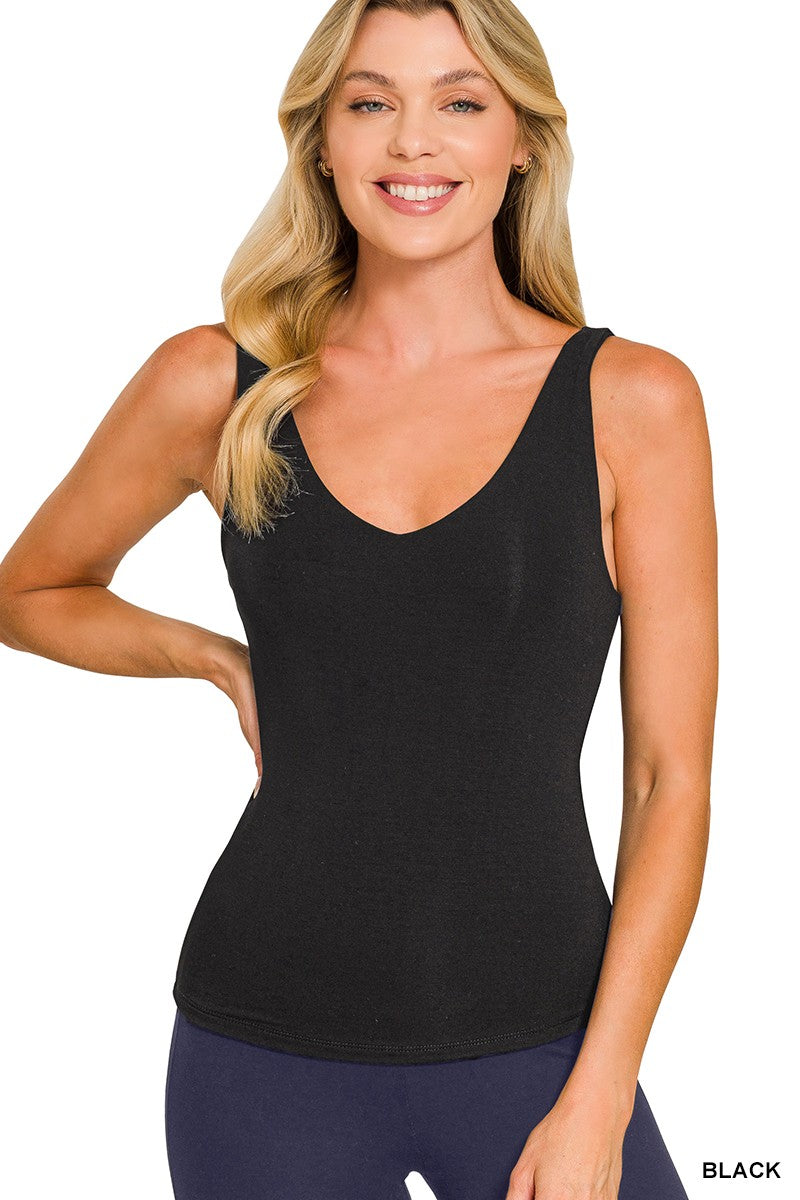Premium Rayon Double Layered V-neck Tank Top