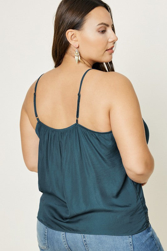 Plus Size Teal Twist Front Tank