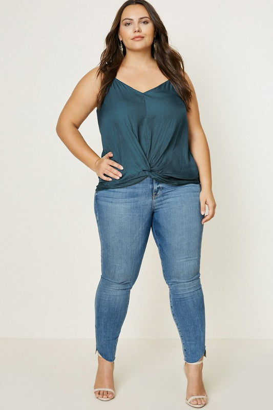 Plus Size Teal Twist Front Tank