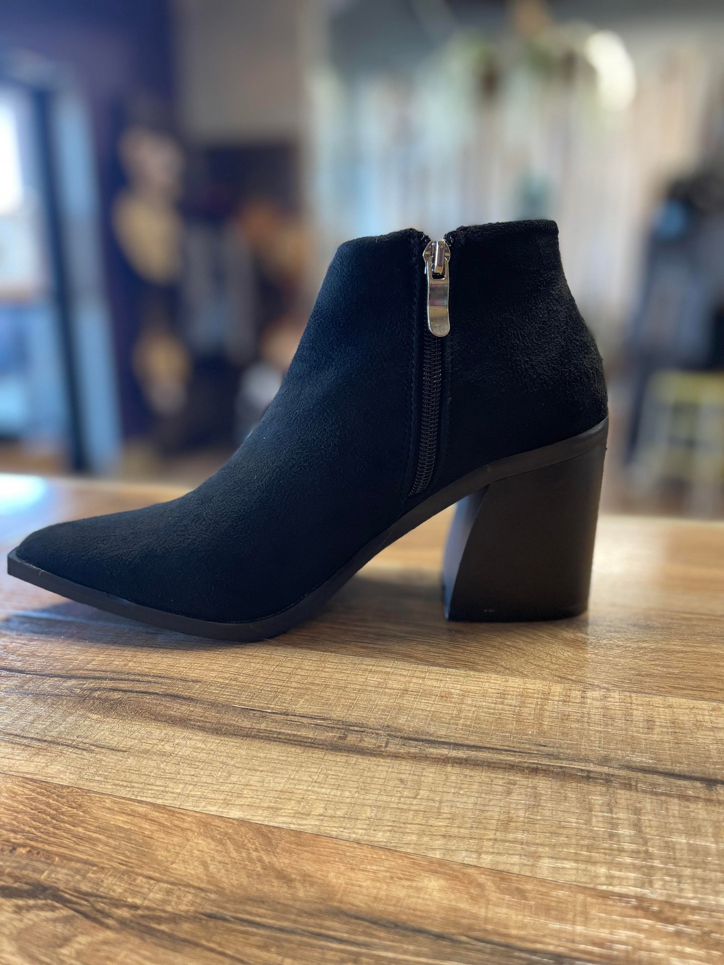 Black Low Heel Booties