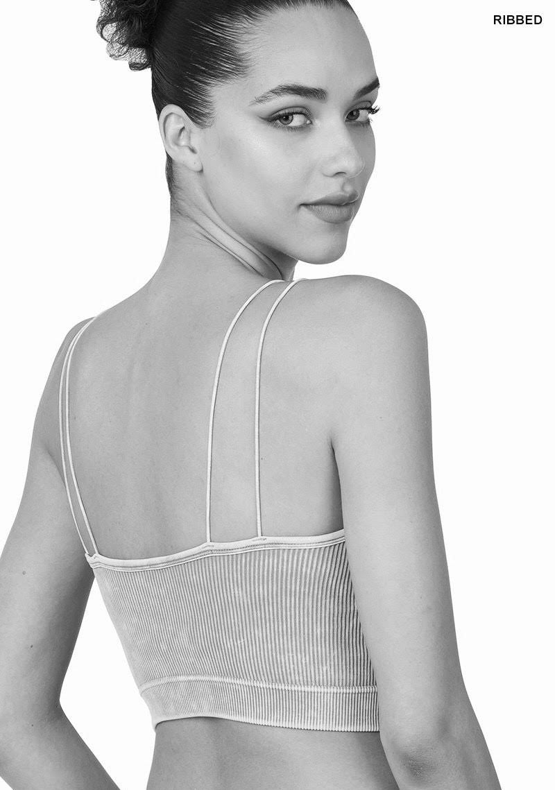 Hot Pink Ribbed Double Strap Brami