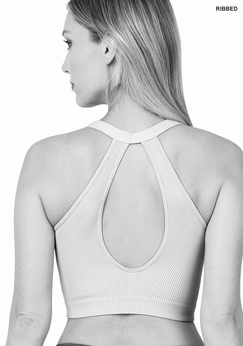 Dark Rust Ribbed V-Neck Crop Top