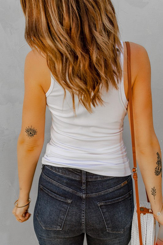 White Ribbed Tank