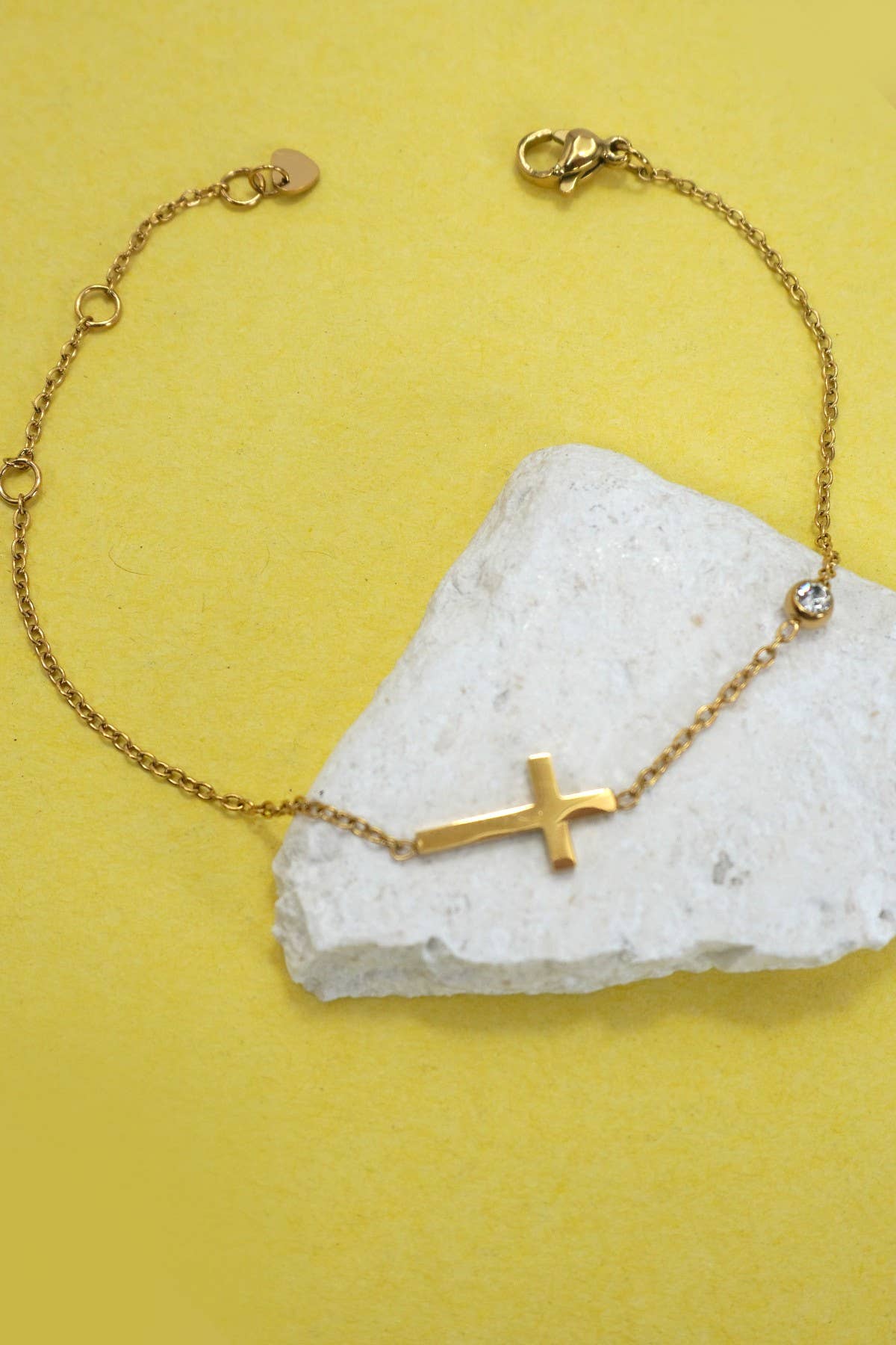 18K STAINLESS STEEL TARNISH FREE CROSS BRACELET