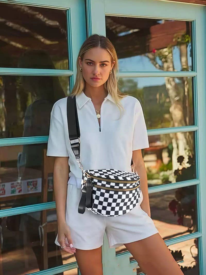 CHECKERED CROSSBODY BUM BAG