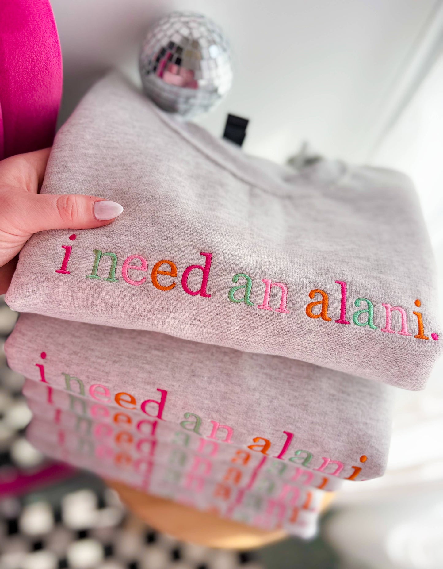 I need an alani Embroidered Crewneck