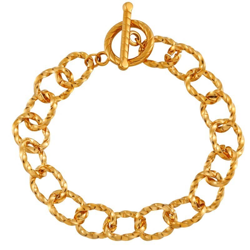 18K STAINLESS STEEL TARNISH FREE CHAIN BRACELET |  GOLD