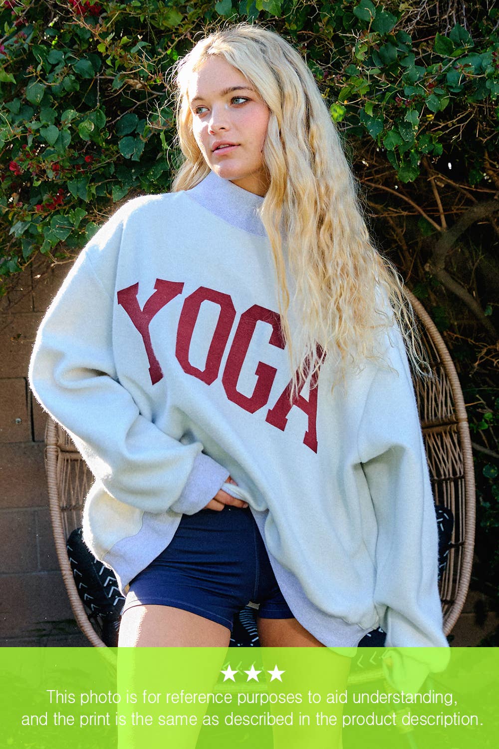 'INDIANA & IN' Print Reversible Mockneck- Heather grey