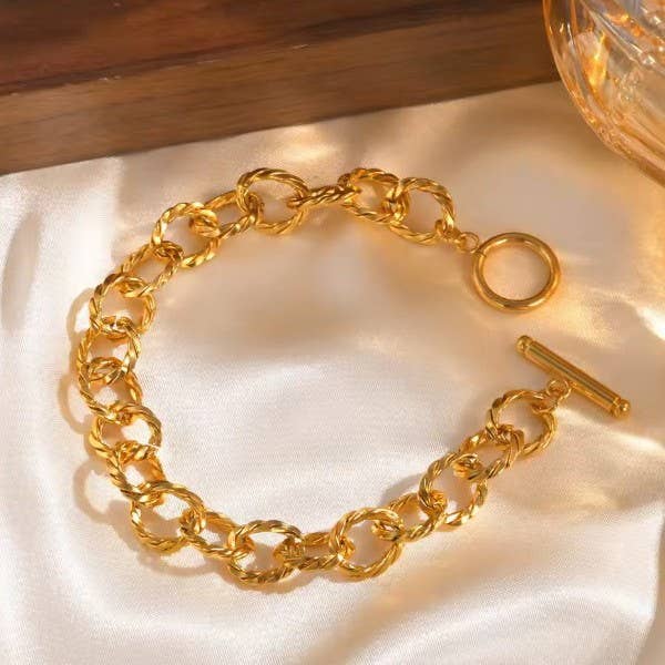 18K STAINLESS STEEL TARNISH FREE CHAIN BRACELET |  GOLD