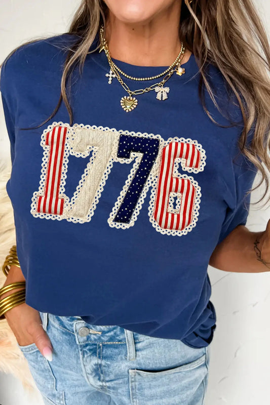 1776 Faux Patchwork Printed T-Shirt