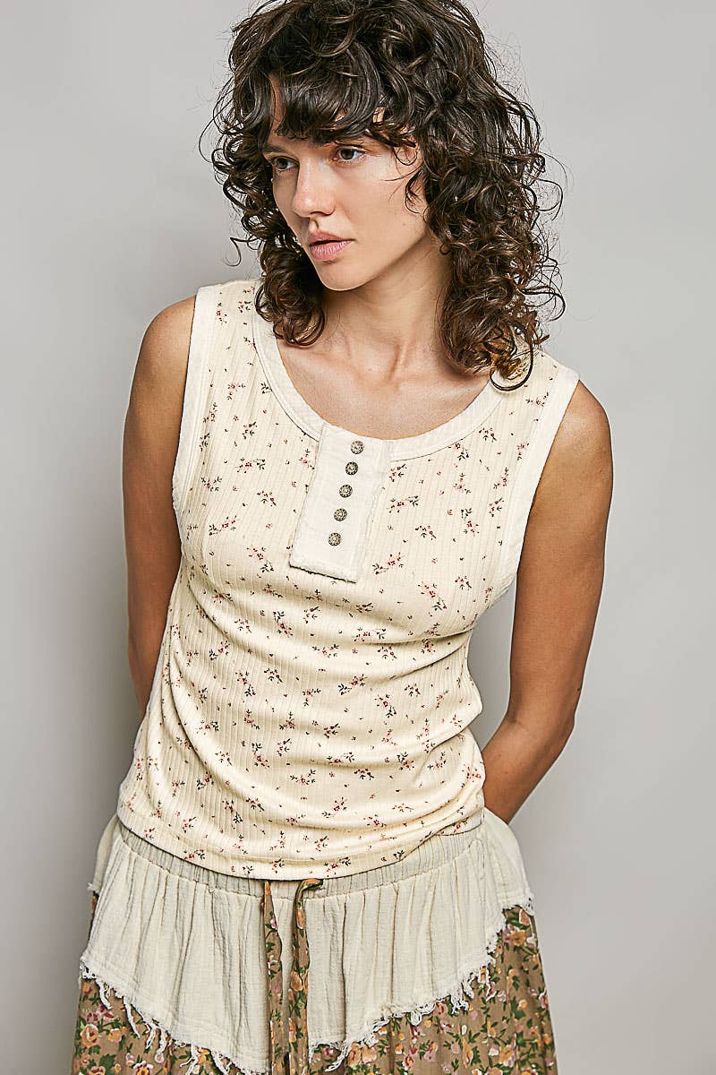 Ribbed Floral Knit Top